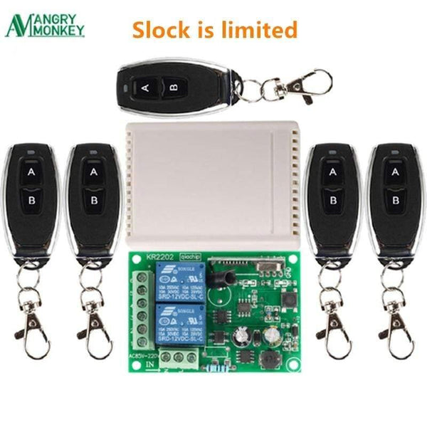 Planet Gates 433Mhz Universal Wireless Remote Control Switch AC 250V 110V 220V 2CH Relay Receiver Module And 5pcs RF 433 Mhz Remote Controls
