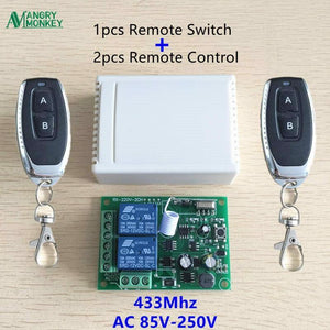 Planet Gates 433Mhz Universal Wireless Remote Control Switch AC 250V 110V 220V 2CH Relay Receiver Module And 5pcs RF 433 Mhz Remote Controls