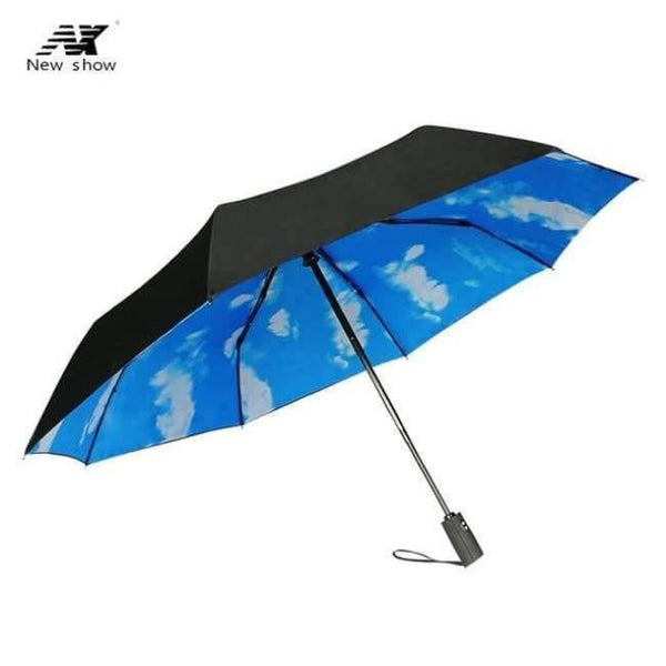 Planet Gates 4427blue sky / China New double layer three folding umbrella Anti-UV automatic umbrella rain women windproof sun women umbrella corporation