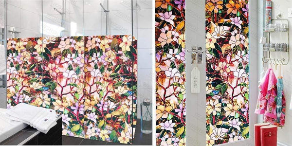 Planet Gates 45/60/90 x 200 cm Privacy solar Window Film.Static Non-adhesive Stained magnolia Pattern Home Glass Decorative Sun Blocking Film