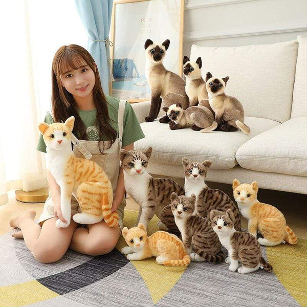 Planet Gates 45 CM Lifelike American Shorthai Kitty Siamese Cat Plush Toys Cute Stuffed Simulation Animal Doll Children Home Decor Baby Gift