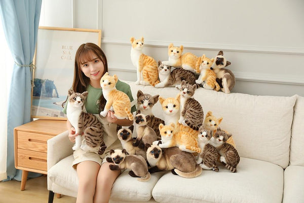 Planet Gates 45 CM Lifelike American Shorthai Kitty Siamese Cat Plush Toys Cute Stuffed Simulation Animal Doll Children Home Decor Baby Gift