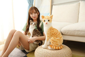 Planet Gates 45 CM Lifelike American Shorthai Kitty Siamese Cat Plush Toys Cute Stuffed Simulation Animal Doll Children Home Decor Baby Gift
