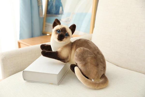 Planet Gates 45 CM Lifelike American Shorthai Kitty Siamese Cat Plush Toys Cute Stuffed Simulation Animal Doll Children Home Decor Baby Gift