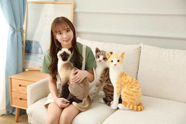 Planet Gates 45 CM Lifelike American Shorthai Kitty Siamese Cat Plush Toys Cute Stuffed Simulation Animal Doll Children Home Decor Baby Gift