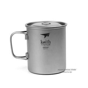 Planet Gates 450ml Outdoor Titanium Water Mugs With Folding Handles Titanium Lids Drinkware Camping Cups Ultralight Travel Mug 300ml-900ml