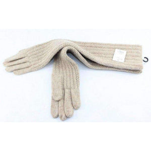 Planet Gates 45cm Long Wool Gloves Mittens for Women Warm Winter Knitted Fashion Gloves Black Brown Grey Ladies Elbow Brand Gloves 2018 New