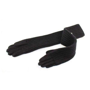 Planet Gates 45cm Long Wool Gloves Mittens for Women Warm Winter Knitted Fashion Gloves Black Brown Grey Ladies Elbow Brand Gloves 2018 New