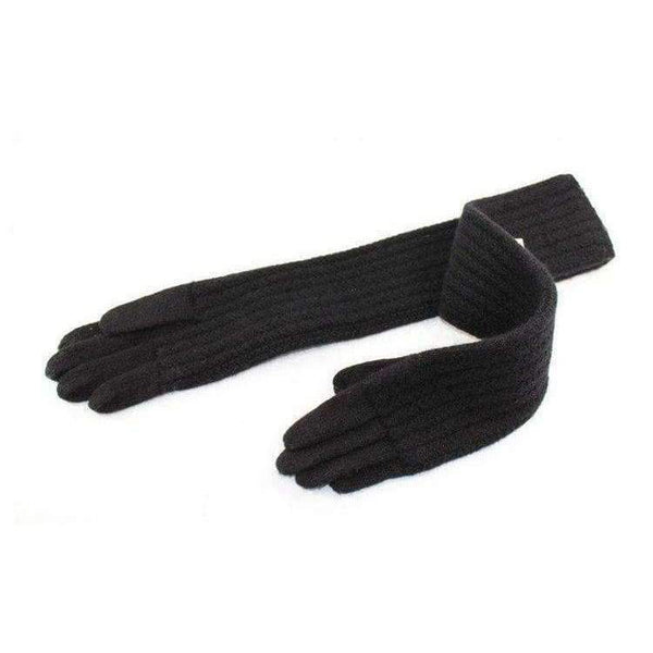 Planet Gates 45cm Long Wool Gloves Mittens for Women Warm Winter Knitted Fashion Gloves Black Brown Grey Ladies Elbow Brand Gloves 2018 New