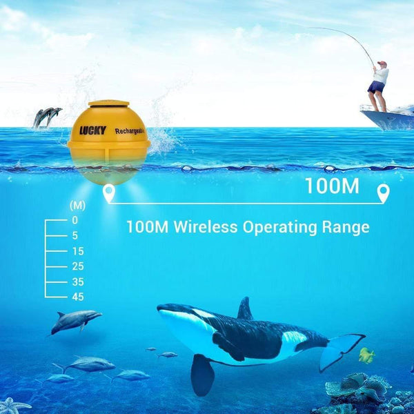 Planet Gates 45M/147Feet Sonar Depth Waterproof Fishfinder Wireless Portable Fish Finder Color Display Attractive Lamp