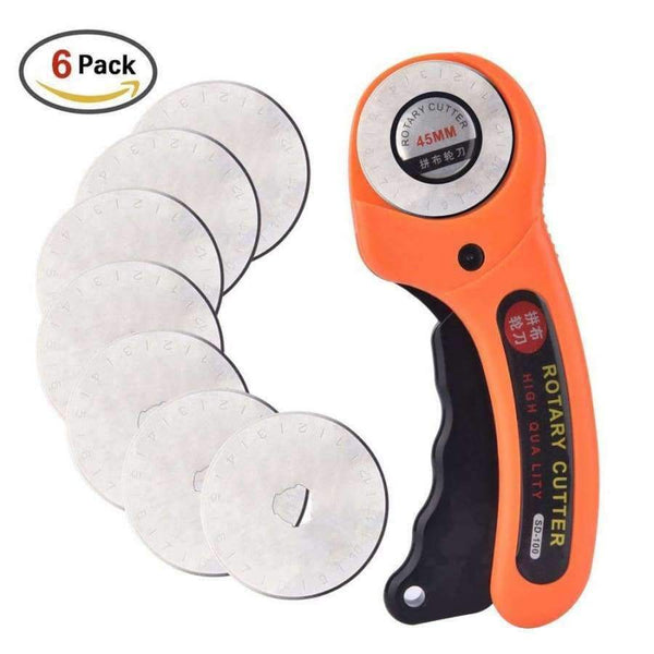 Planet Gates 45mm Rotary Cutter With 6 Backup Blades Premium Quilters Sewing Handcraft DIY Leather Tools Fabric Cutter Paper Leather Cutter