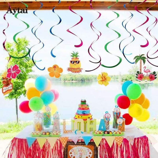 Planet Gates 45pcs Ceiling Hanging Swirl Card Hawaiian Decoration Cutout Festive Supplies Party DIY Decorations Luau Party Decorations