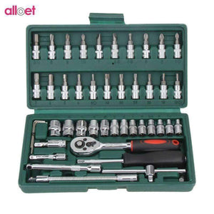 Planet Gates 46 Pcs Spanner Socket Set 1/4-Inch Car Repair Tool Ratchet Torque Wrench Combination Tools Set Auto Repairing hand Tools