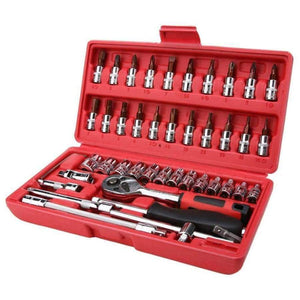 Planet Gates 46 Pcs Spanner Socket Set 1/4-Inch Car Repair Tool Ratchet Torque Wrench Combination Tools Set Auto Repairing hand Tools