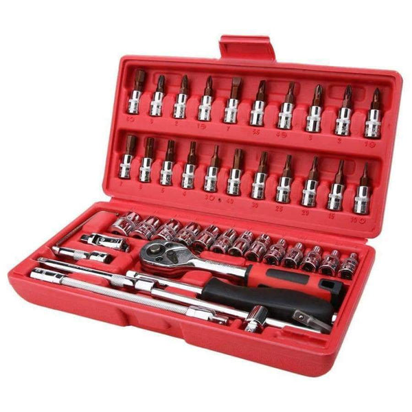 Planet Gates 46 Pcs Spanner Socket Set 1/4-Inch Car Repair Tool Ratchet Torque Wrench Combination Tools Set Auto Repairing hand Tools