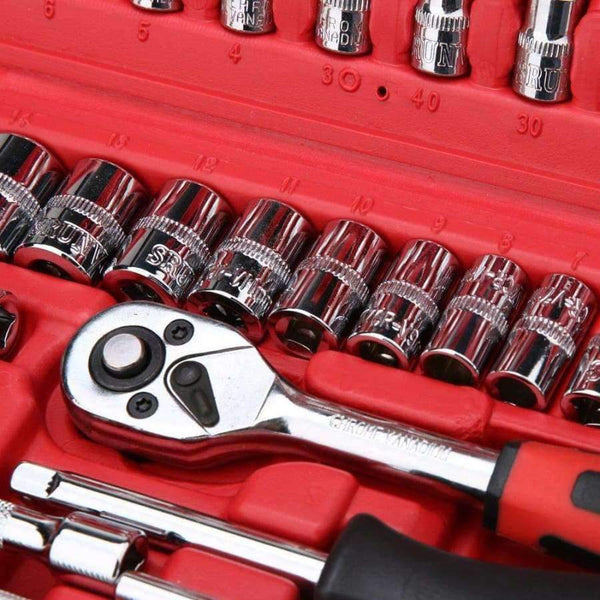 Planet Gates 46 Pcs Spanner Socket Set 1/4-Inch Car Repair Tool Ratchet Torque Wrench Combination Tools Set Auto Repairing hand Tools