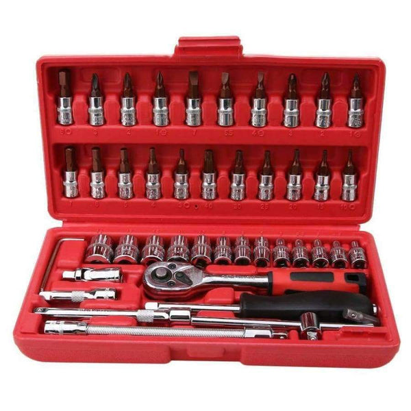 Planet Gates 46 Pcs Spanner Socket Set 1/4-Inch Car Repair Tool Ratchet Torque Wrench Combination Tools Set Auto Repairing hand Tools