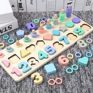 Planet Gates 465 3in1 Macaron Kids Montessori Educational Wooden Math Toys Children Busy Board Count Shape Colors Match Fishing Puzzle Learning Toys Gifts