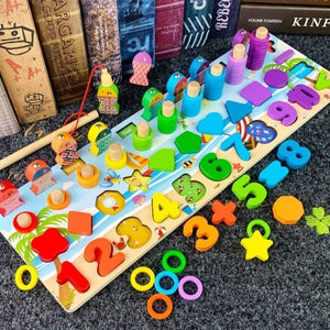 Planet Gates 465 5in1 ocean Kids Montessori Educational Wooden Math Toys Children Busy Board Count Shape Colors Match Fishing Puzzle Learning Toys Gifts