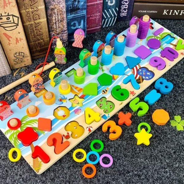Planet Gates 465 5in1 ocean Kids Montessori Educational Wooden Math Toys Children Busy Board Count Shape Colors Match Fishing Puzzle Learning Toys Gifts