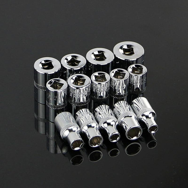 Planet Gates 46pcs 1/4-Inch Socket Set Car Repair Tool Ratchet Set Torque Wrench Combination Bit a set of keys Chrome Vanadium