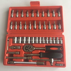 46pcs/set Carbon Steel Combination Tool Set Wrench Socket Spanner Screwdriver Household Motorcycle Car Repair Tool