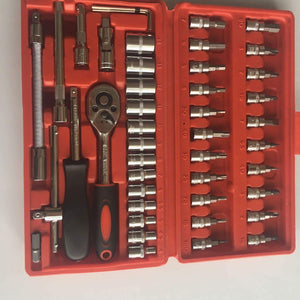 46pcs/set Carbon Steel Combination Tool Set Wrench Socket Spanner Screwdriver Household Motorcycle Car Repair Tool