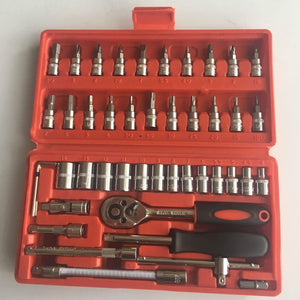 46pcs/set Carbon Steel Combination Tool Set Wrench Socket Spanner Screwdriver Household Motorcycle Car Repair Tool