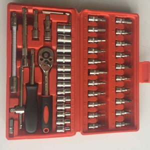 46pcs/set Carbon Steel Combination Tool Set Wrench Socket Spanner Screwdriver Household Motorcycle Car Repair Tool