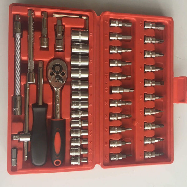 46pcs/set Carbon Steel Combination Tool Set Wrench Socket Spanner Screwdriver Household Motorcycle Car Repair Tool