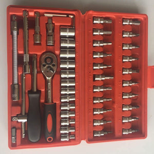 46pcs/set Carbon Steel Combination Tool Set Wrench Socket Spanner Screwdriver Household Motorcycle Car Repair Tool