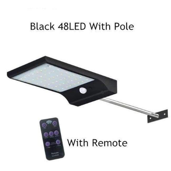 Planet Gates 48B with pole LED Solar Light 36LED 48LED PIR Motion Sensor Powered Street Lamps Garden Outdoor Energy Lighting Waterproof IP65 Wall Lights