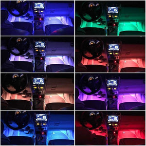 Planet Gates 48LEDS 4pcs Car RGB LED Strip Interior Light Multicolor Music Atmosphere Sound Active Function LED Strip LED Lighting with USB Port
