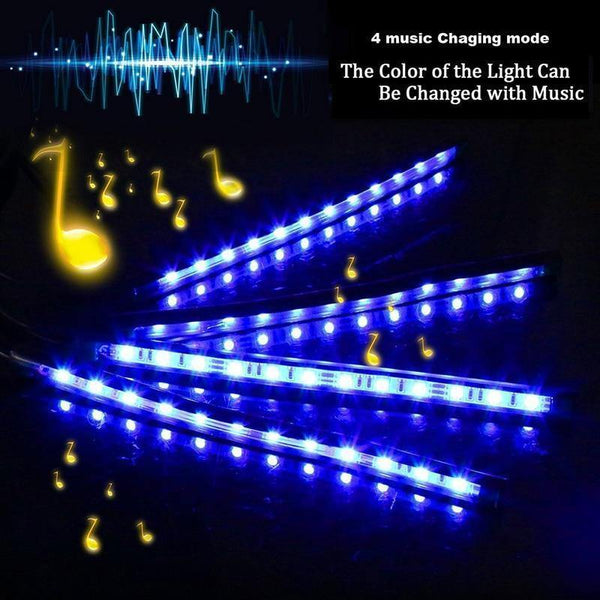 Planet Gates 48LEDS 4pcs Car RGB LED Strip Interior Light Multicolor Music Atmosphere Sound Active Function LED Strip LED Lighting with USB Port