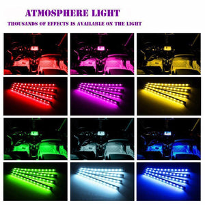 Planet Gates 48LEDS 4pcs Car RGB LED Strip Interior Light Multicolor Music Atmosphere Sound Active Function LED Strip LED Lighting with USB Port