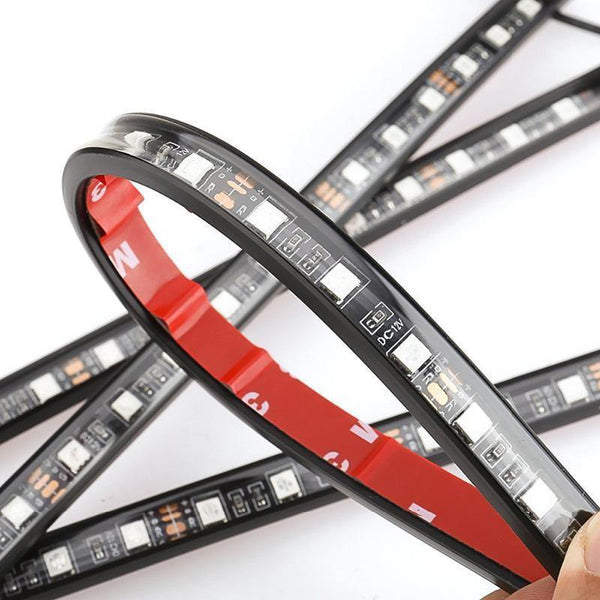 Planet Gates 48LEDS 4pcs Car RGB LED Strip Interior Light Multicolor Music Atmosphere Sound Active Function LED Strip LED Lighting with USB Port