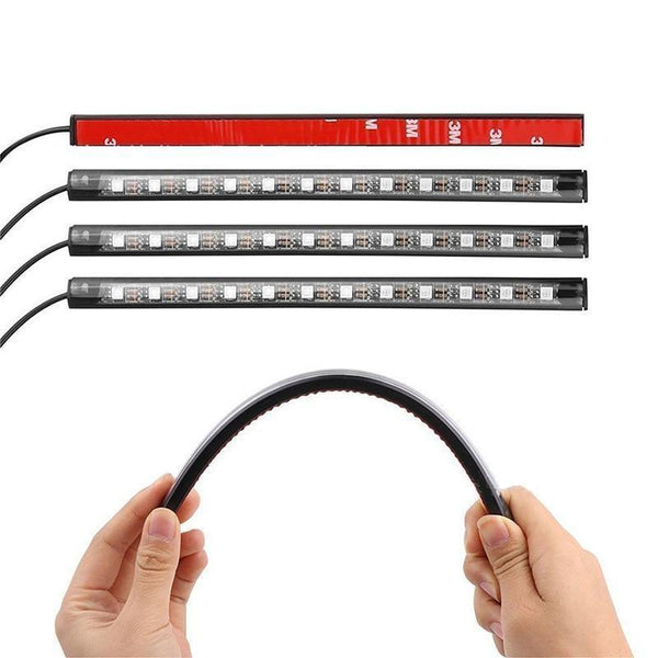 Planet Gates 48LEDS 4pcs Car RGB LED Strip Interior Light Multicolor Music Atmosphere Sound Active Function LED Strip LED Lighting with USB Port