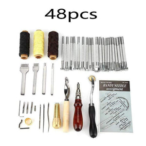 Planet Gates 48pcs Professional 37 Pcs Leather Craft Tools Kit Hand Sewing Stitching Punch Carving Work For DIY Handmade Leathercraft Accessories