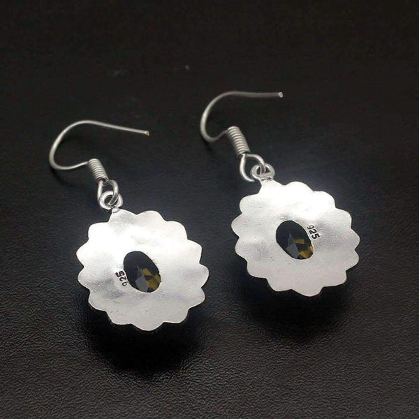 Planet Gates 49% OFF Vintage Shiny Yellow Citrine925 Sterling Silver Women Ladies Dangle Earrings 1 3/4 Inch PT07