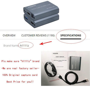 Planet Gates 4K 60HZ USB 3.0 Loop Out Audio Video Capture Card 1080P 60fps HDMI Video Grabber Box for PS4 Game Camera Recorder Live Streaming