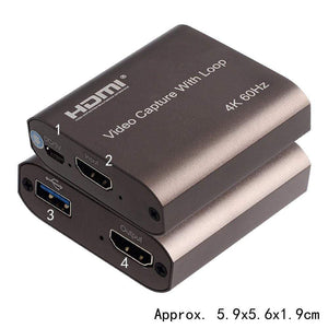 Planet Gates 4K 60HZ USB 3.0 Loop Out Audio Video Capture Card 1080P 60fps HDMI Video Grabber Box for PS4 Game Camera Recorder Live Streaming