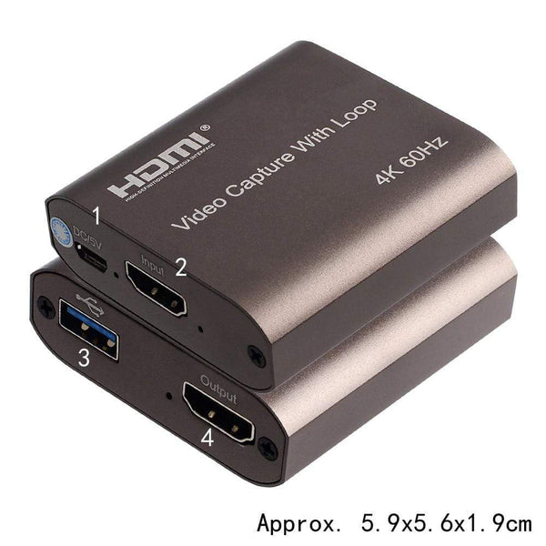 Planet Gates 4K 60HZ USB 3.0 Loop Out Audio Video Capture Card 1080P 60fps HDMI Video Grabber Box for PS4 Game Camera Recorder Live Streaming