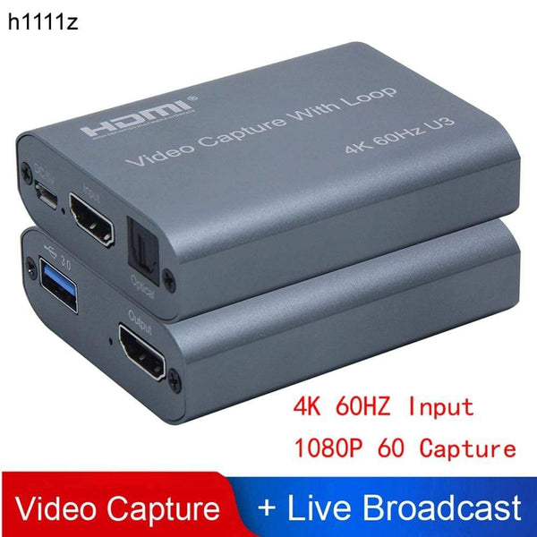 Planet Gates 4K 60HZ USB 3.0 Loop Out Audio Video Capture Card 1080P 60fps HDMI Video Grabber Box for PS4 Game Camera Recorder Live Streaming