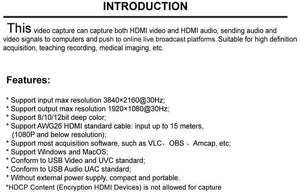 Planet Gates 4K Video Capture Card USB 3.0 2.0 HDMI Video Grabber Record Box for PS4 Game DVD Camcorder Camera Recording Live Streaming