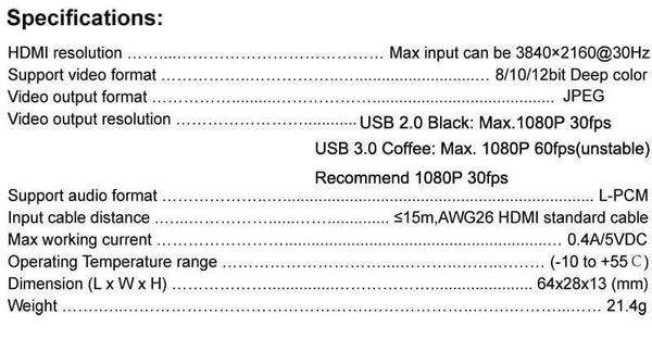 Planet Gates 4K Video Capture Card USB 3.0 2.0 HDMI Video Grabber Record Box for PS4 Game DVD Camcorder Camera Recording Live Streaming