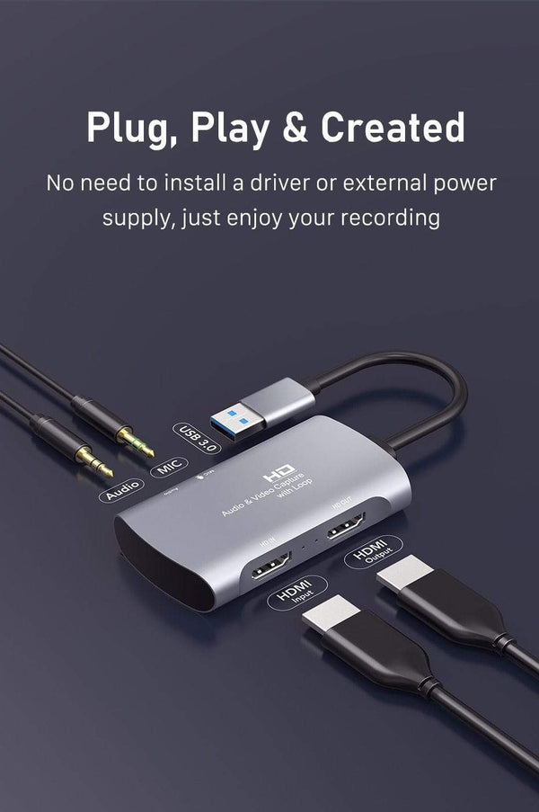 Planet Gates 4K Video Capture HDMI Capture Card USB 3.0 2.0 60FPS for Switch Camera Live Streaming Recording PS4 DVD Recorder C371