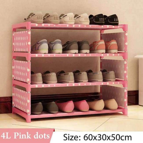 Planet Gates 4L Pink dots Simple Multi Layer Shoe rack Nonwovens Easy Assemble Storage Shelf Shoe cabinet fashion bookshelf Living Room Furniture