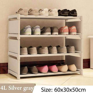 Planet Gates 4L Silver gray Multi Layer Shoe Rack Nonwovens Steel Pipe Easy to install home Shoe cabinet Shelf Storage Organizer Stand Holder Space Saving