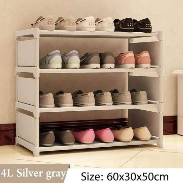 Planet Gates 4L Silver gray Simple Multi Layer Shoe rack Nonwovens Easy Assemble Storage Shelf Shoe cabinet fashion bookshelf Living Room Furniture