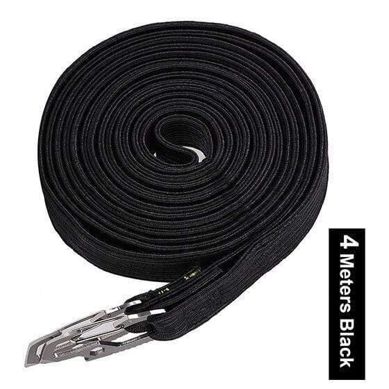 Planet Gates 4M Black 2M/4M Cycling Tension Rope Carbon Steel Hook Bike Luggage Carrier Stretch Elastic Cord Roof Rack Strap Fixed Belt